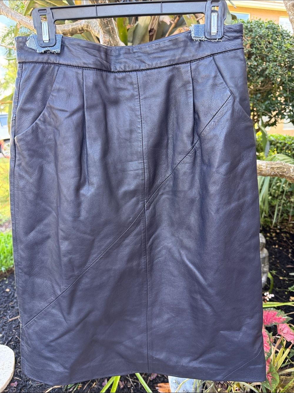 Deep Blue Soft Leather Skirt Sz M